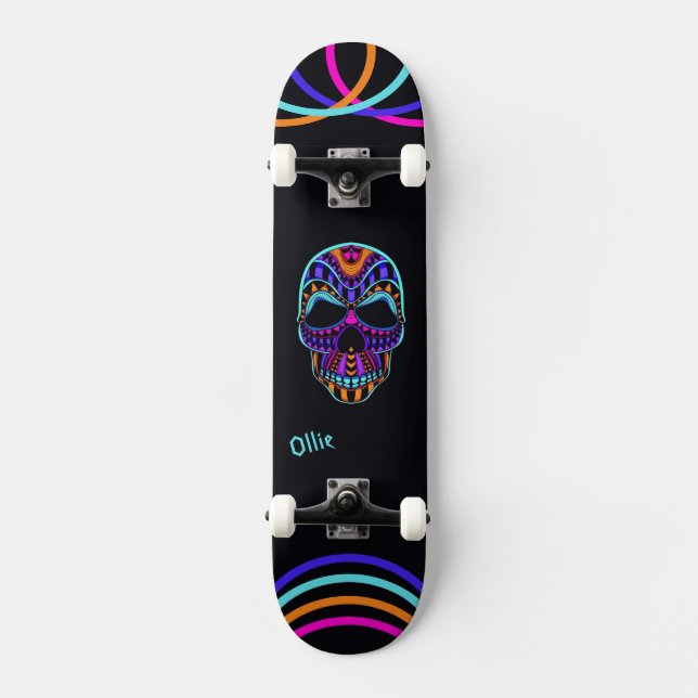 Psychedelic Skull Skateboard (Vorderseite)