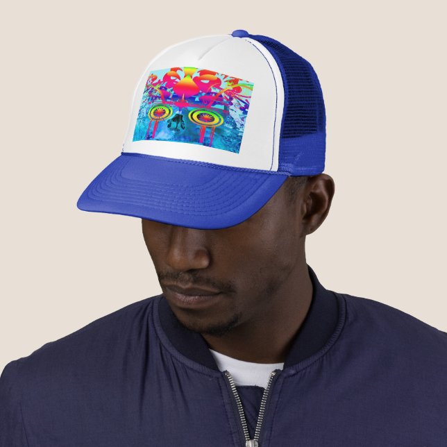 Psychedelic Skull Trucker Hat Truckerkappe (Beispiel)