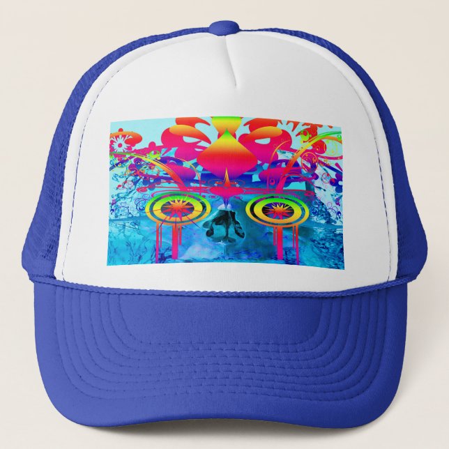 Psychedelic Skull Truckerkappe (Vorderseite)