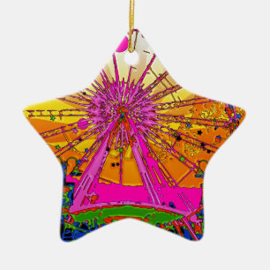 Psychedelic Sky Wheel Star Form Keramik Ornament