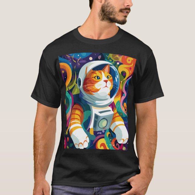 Psychedelic Space Cat Astronaut – Trippy Cosmic Ar T-Shirt (Vorderseite)