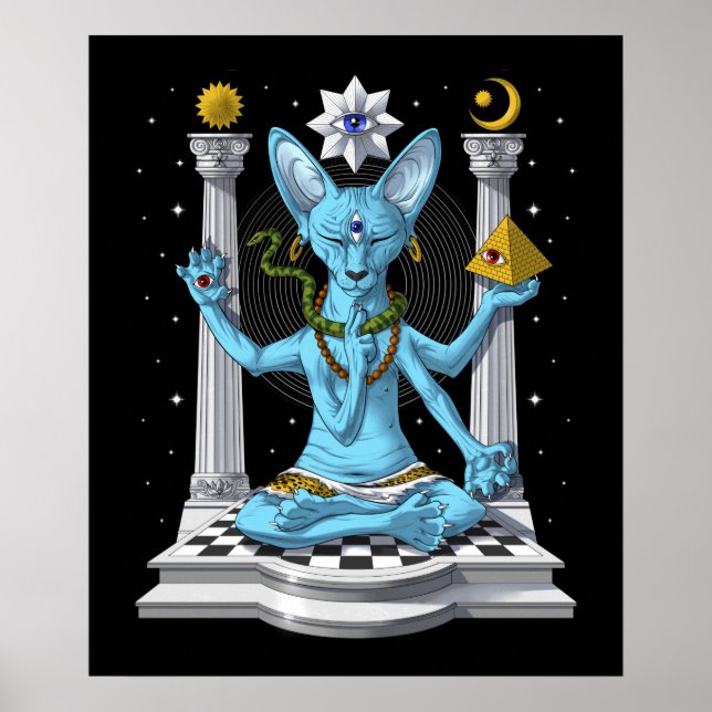 Psychedelic Sphynx Cat Shiva Poster (Vorne)