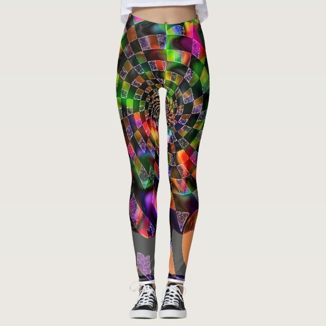 Psychedelic Spiral Mosaic Leggings (Vorderseite)