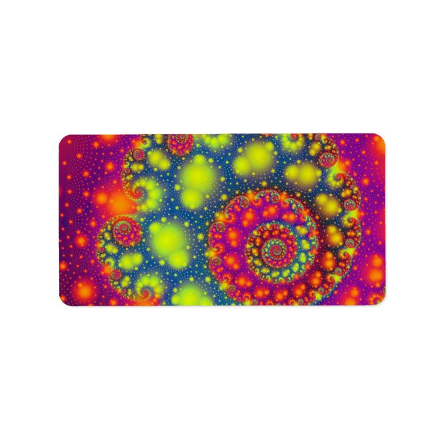 Psychedelic Spiral Neon Decorative Abstrakt Art Adressaufkleber (Vorne)