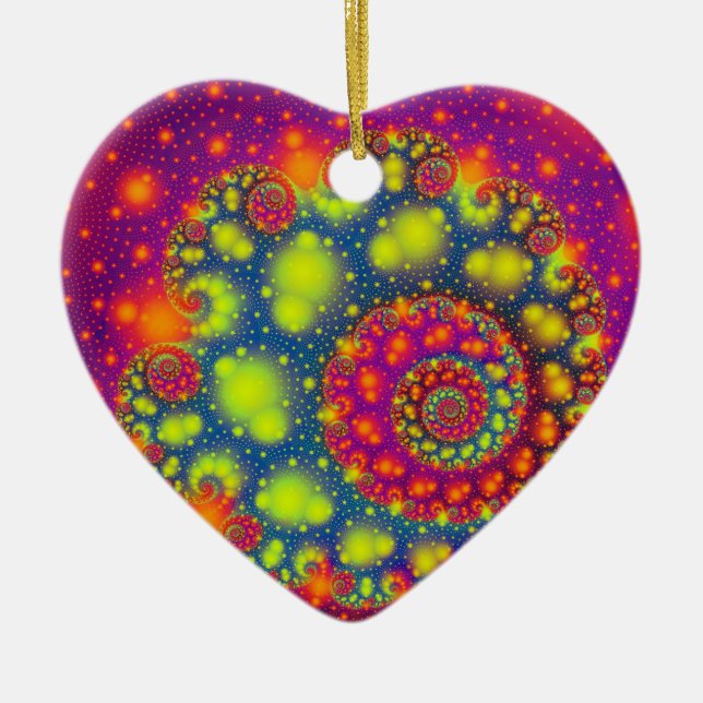 Psychedelic Spiral Neon Decorative Abstrakt Art Keramik Ornament (Vorne)