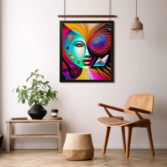 Psychedelic Spiral Woman Rainbow Energy Abstrakt Poster (Von Creator hochgeladen)