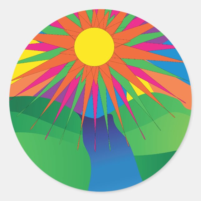 Psychedelic Sun Sticker (Vorderseite)