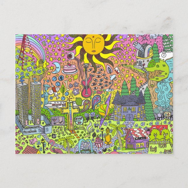 PSYCHEDELIC SUNSET POSTKARTE (Vorderseite)