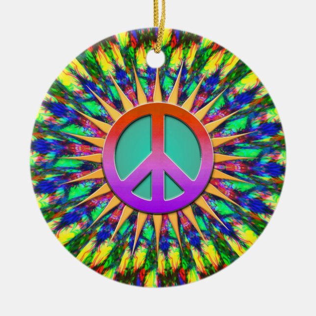 Psychedelic Sunshine Groovy Peace Ornament (Vorne)