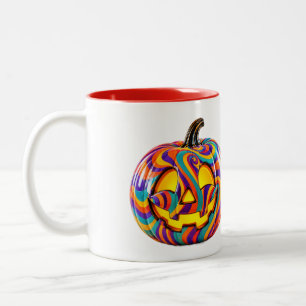 Psychedelic Swirl Kürbis-Tasse Zweifarbige Tasse