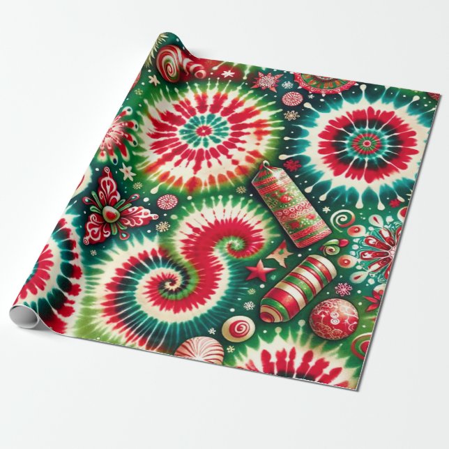 Psychedelic Swirl Weihnachtswrapping Paper Geschenkpapier (Ungerollt)