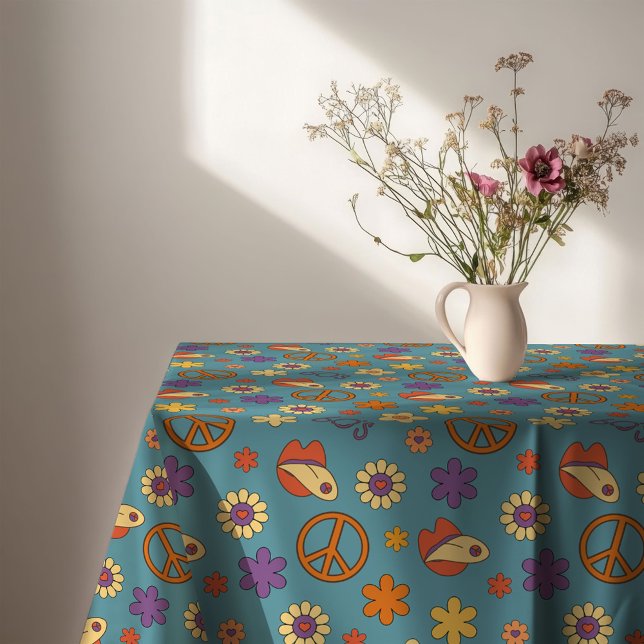 Psychedelic Tablecloth Retro Pastel Mood Piece Tischdecke (Psychedelic Tablecloth Retro Pastel Mood Piece)
