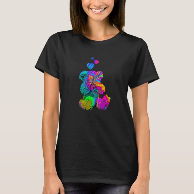 Psychedelic Teddy Bär Trippy Teddy mit T-Shirt (Vorderseite)