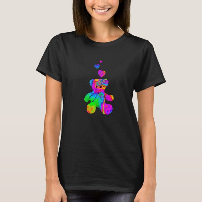 Psychedelic Teddy Bär Trippy Teddy mit T-Shirt (Vorderseite)