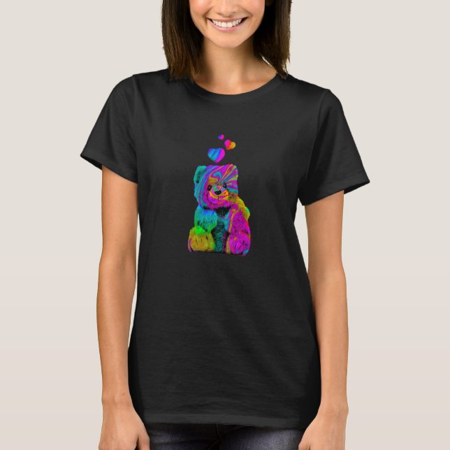 Psychedelic Teddy Bär Trippy Teddy mit T-Shirt (Vorderseite)