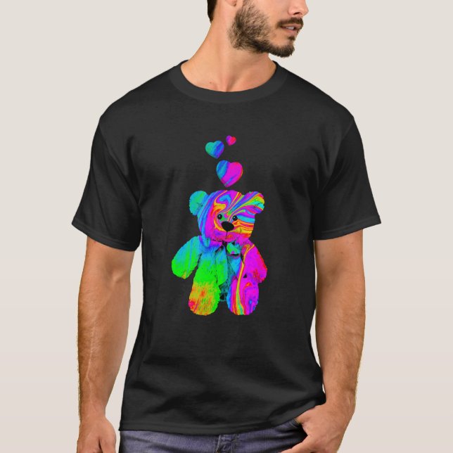 Psychedelic Teddy Bär Trippy Teddy mit T-Shirt (Vorderseite)