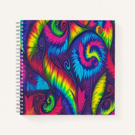 Psychedelic Tie Dye Rainbow Leaves Vibrant Spiral Notizbuch