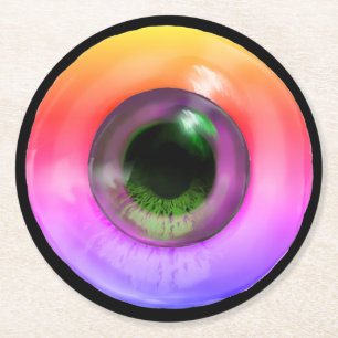 Psychedelic Trippy-komisches Hippie Funky Eye Runder Pappuntersetzer