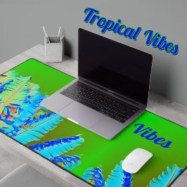 Psychedelic Tropical Vibes Palm Trees Green Blue Schreibtischunterlage