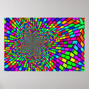 Psychedelic Tunnel of Blocks Poster