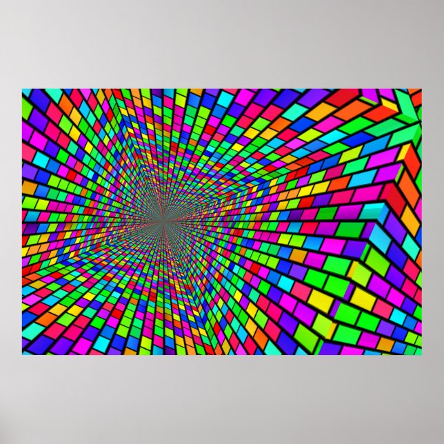Psychedelic Tunnel of Blocks Poster (Vorne)