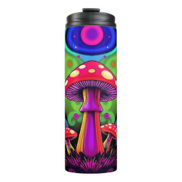 Psychedelic Vibrant Colorful Retro Mushrooms Thermosbecher