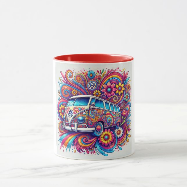 Psychedelic VW Bus Road Tasse (Zentrum)