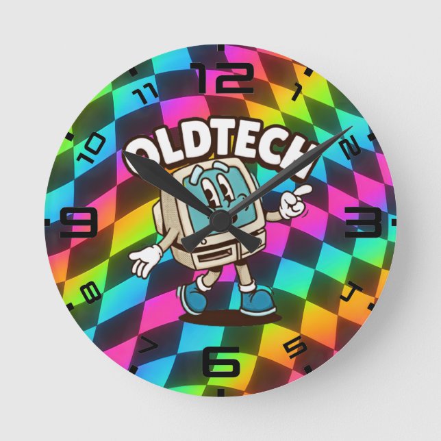 Psychedelic Waves Optical Illusion Clock Runde Wanduhr (Vorderseite)