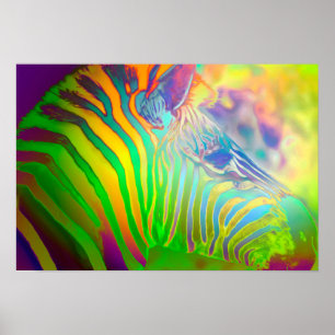 Psychedelic Wild Life Zebra Poster