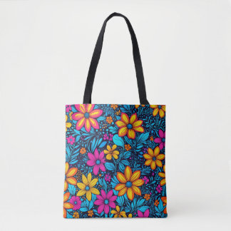 Psychedelic Wildblume Tote Bag