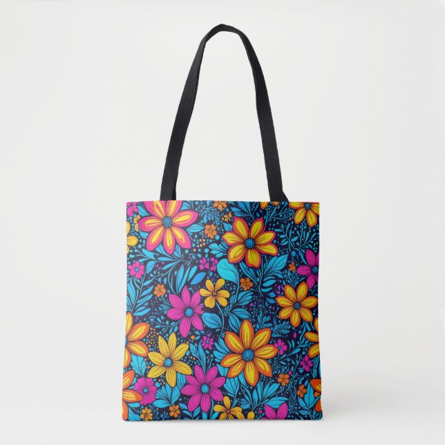Psychedelic Wildblume Tote Bag (Vorderseite)