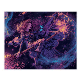 Psychedelic witch glossy poster