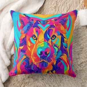 Psychedelic Wolf Majestät Kissen