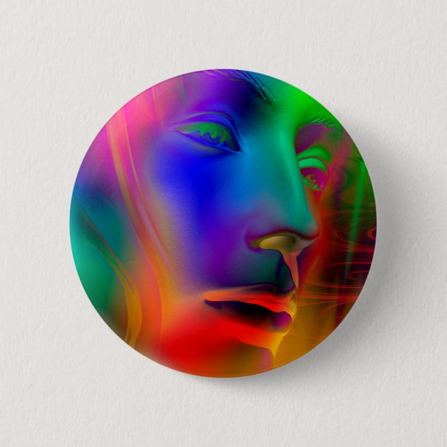 Psychedelic Woman Face Button (Vorderseite)