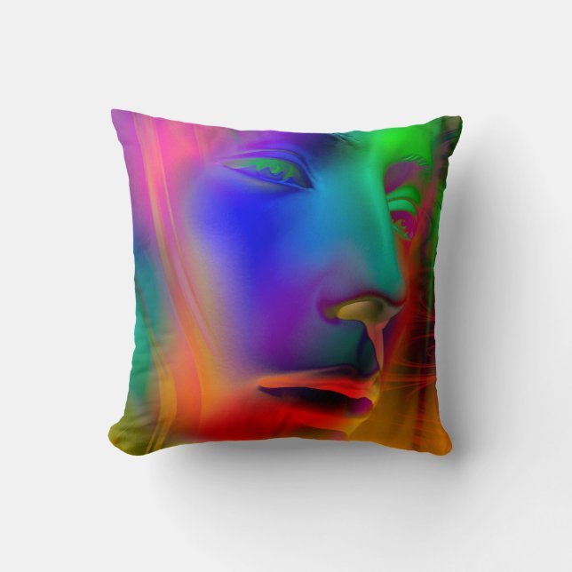 Psychedelic Woman Face Kissen (Vorderseite)