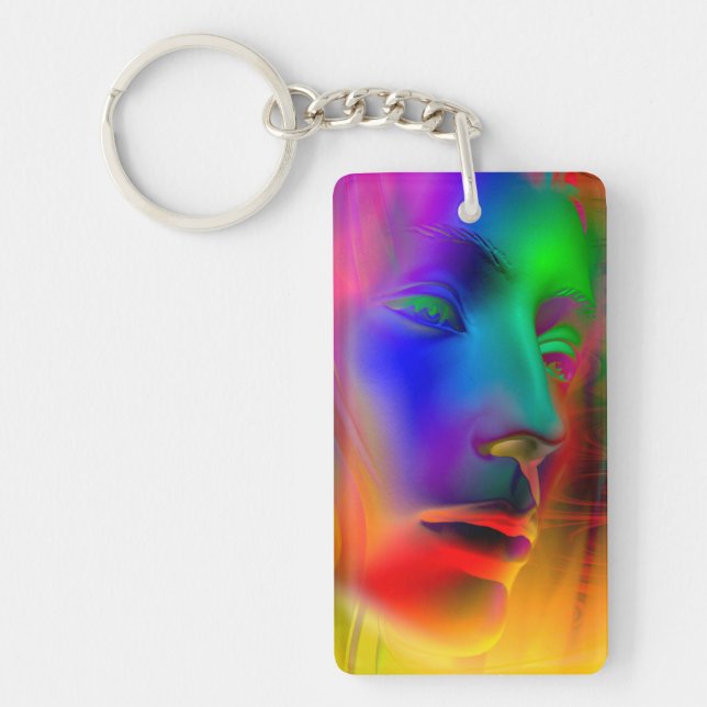 Psychedelic Woman Face Schlüsselanhänger (Vorderseite)