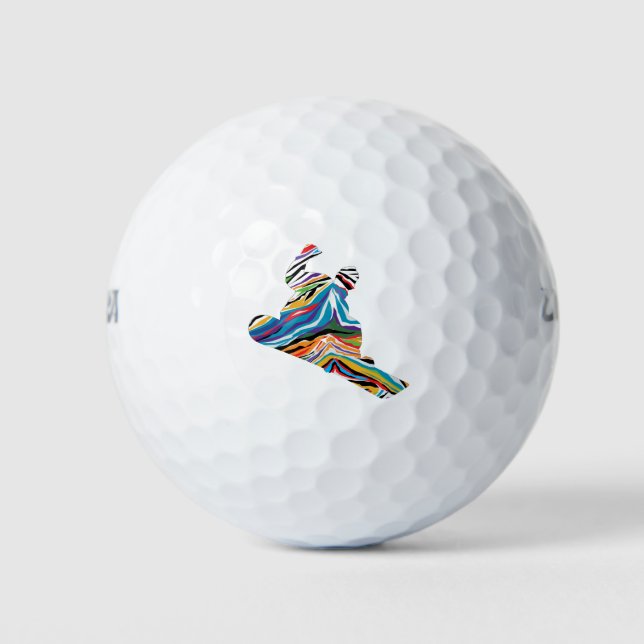 Psychedelic-Zebra-Snowboarder Golfball (Vorderseite)