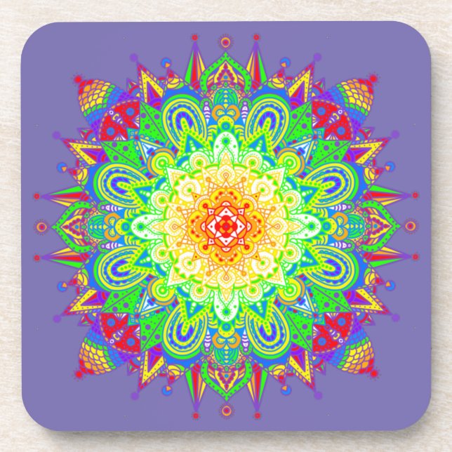 Psychedelic Zen Mandala Abstrakt Art Getränkeuntersetzer (Vorderseite)