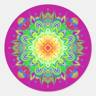 Psychedelic Zen Mandala Abstrakt Art Runder Aufkleber