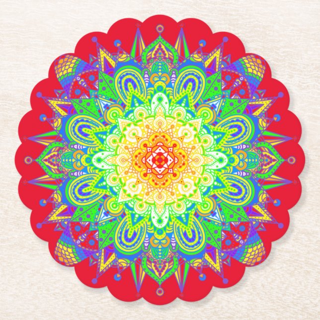 Psychedelic Zen Mandala Abstrakt Art Untersetzer (Vorderseite)