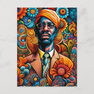 Psychedelica Abstrakt American Man Postkarte