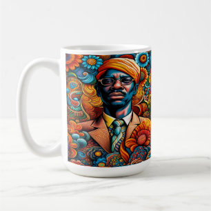 Psychedelica Abstrakter Afroamerikanischer Mann Kaffeetasse