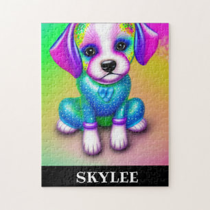 PSYCHEDELIKER HUND PUZZLE MIT PERSONALISIERTEM NAM