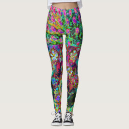 Psychedelisch Abstrakt Groovy Lila Sedum Leggings