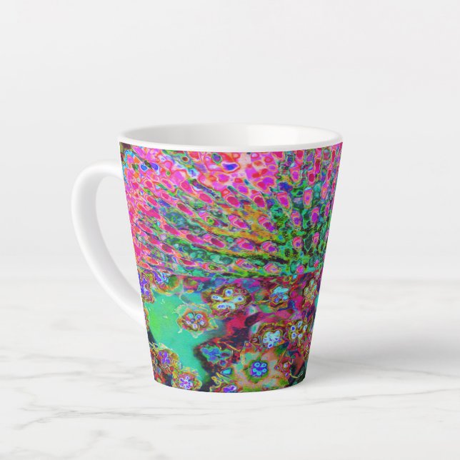Psychedelisch Abstrakt Groovy Lila Sedum Milchtasse (Linke Ecke)