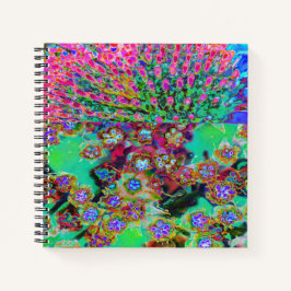 Psychedelisch Abstrakt Groovy Lila Sedum Notizbuch