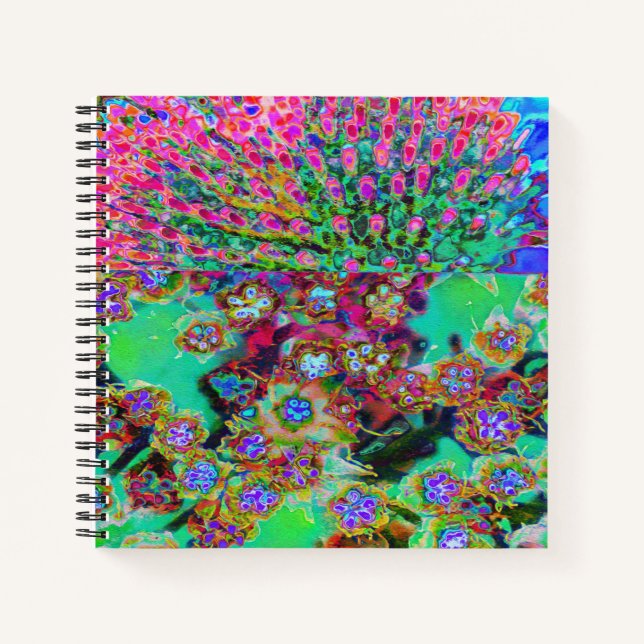 Psychedelisch Abstrakt Groovy Lila Sedum Notizbuch (Vorderseite)