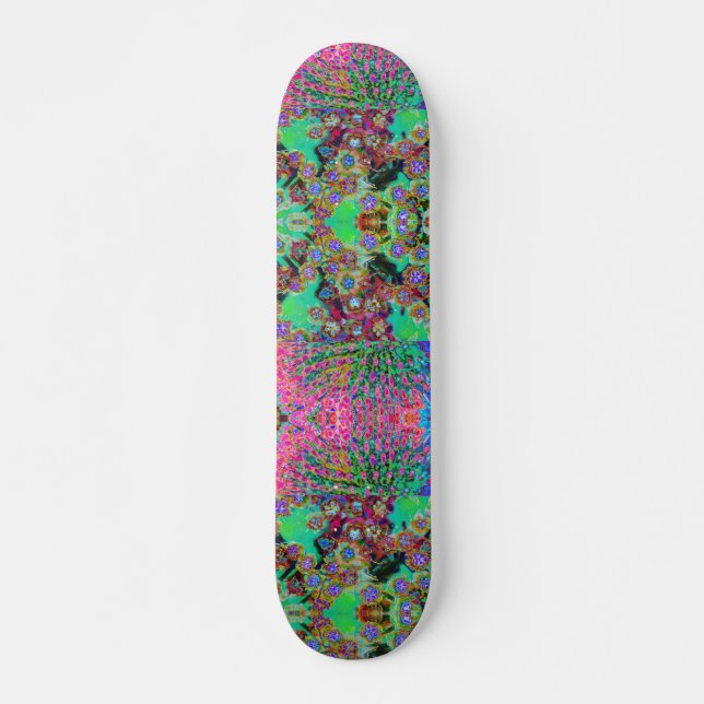 Psychedelisch Abstrakt Groovy Lila Sedum Skateboard (Vorne)