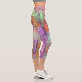 Psychedelisch, abstrakt-Minze-Grün-Orange lila Capri Leggings