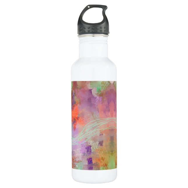 Psychedelisch, abstrakt-Minze-Grün-Orange lila Edelstahlflasche (Vorderseite)